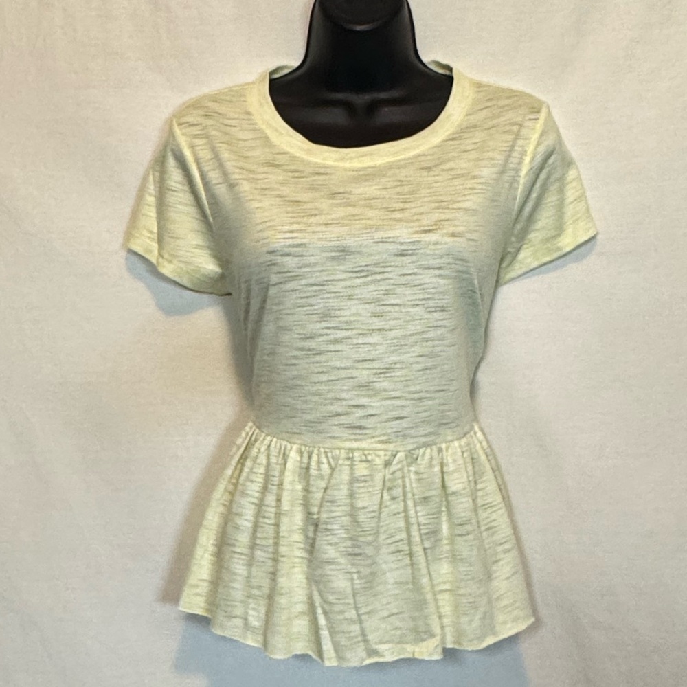 G-110 LC Lauren Conrad Yellow Ruffle Short Sleeve Pullover Size S